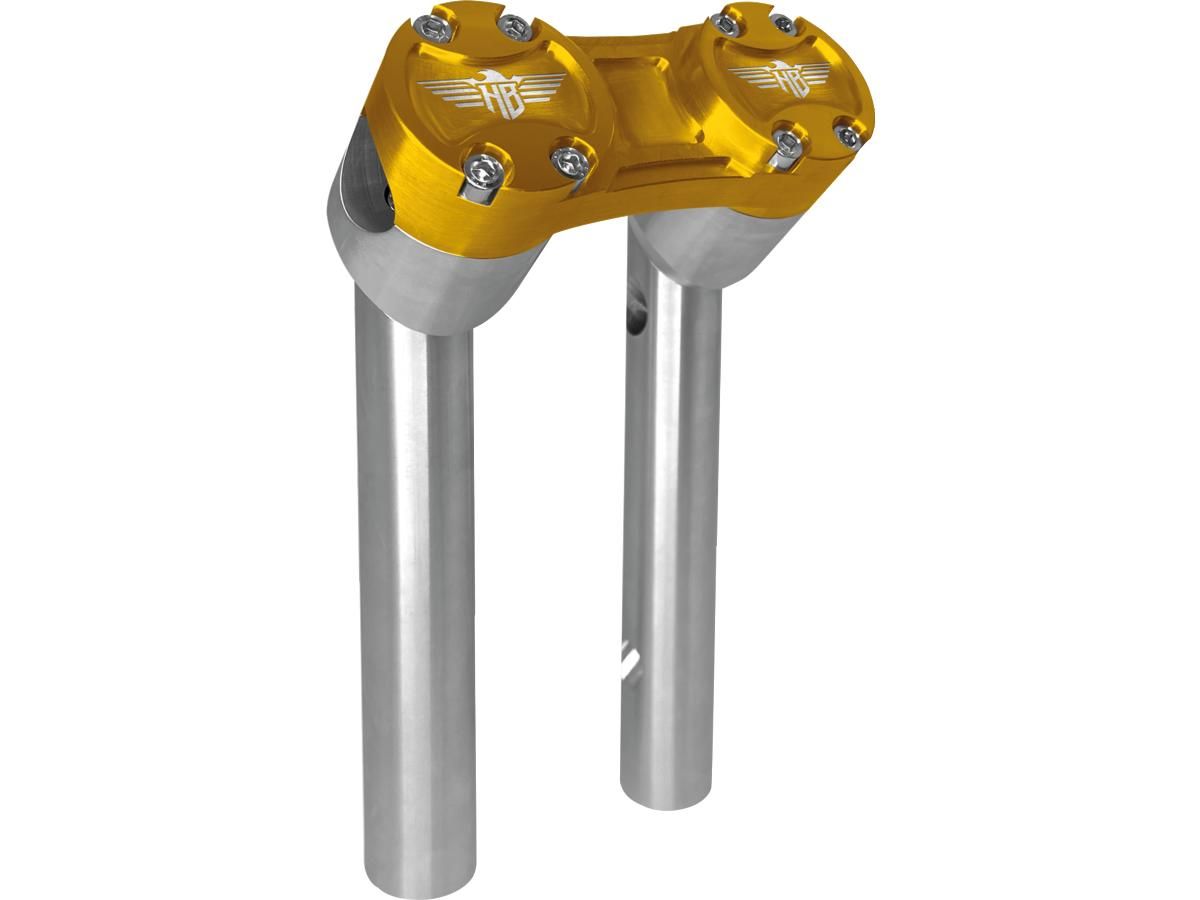 8" Clubstyle Pullback Risers With Gold Clamp Silver 1 1/4"