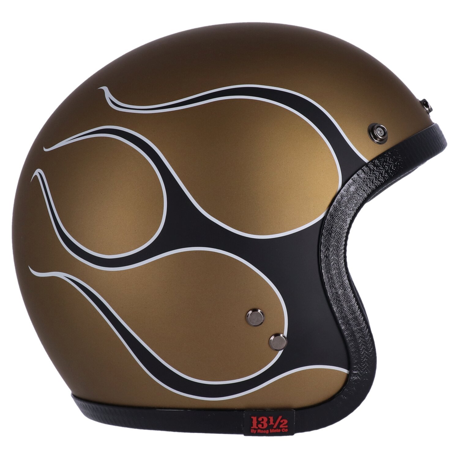 13 1/2 Skull bucket Helm flames matt-gold, Größe M